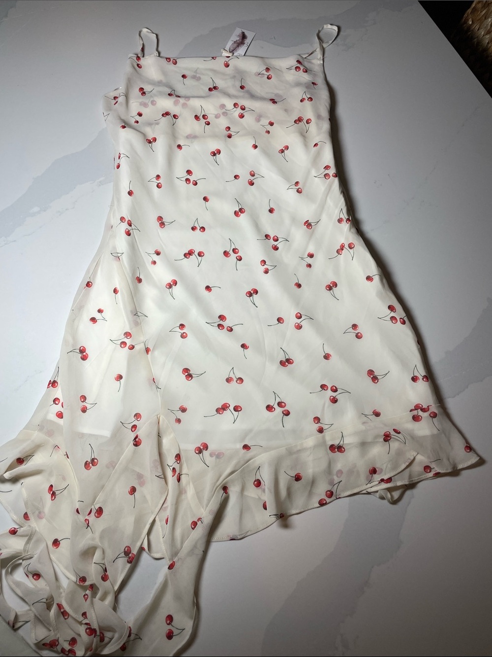 Jessica Simpson Cream Slip Dress with Red Cherry Print coquette Y2K